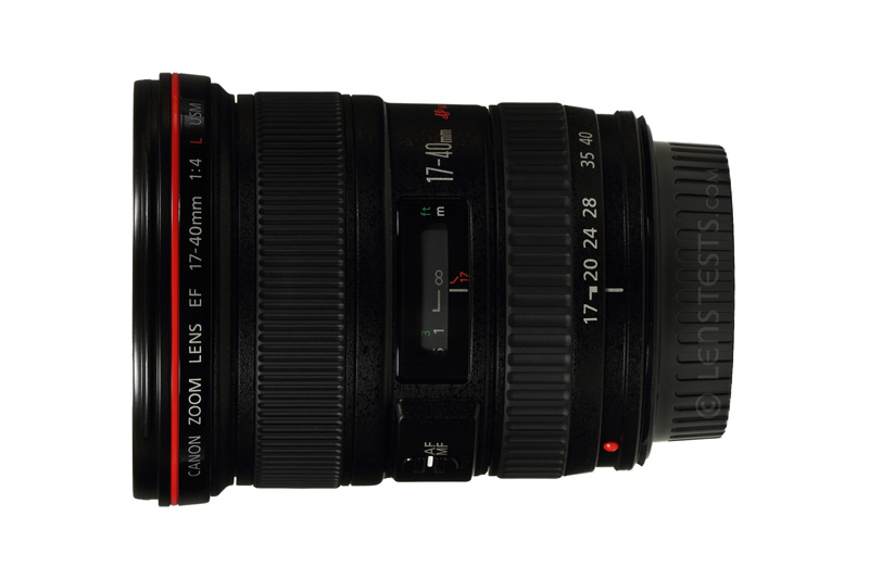 Side view of the Canon EF 17-40mm F4.0L USM