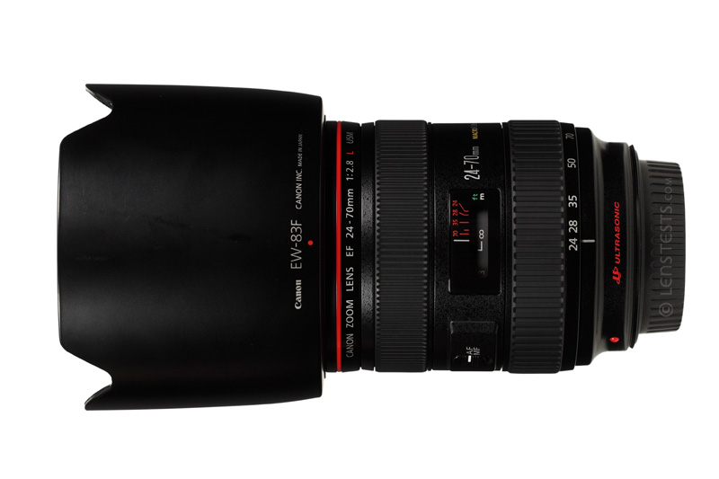 Canon EF 24-70mm F2.8L USM Side View with hood