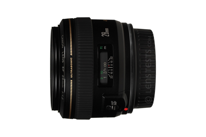 Canon EF 28mm F1.8 USM Side View