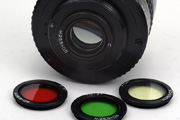 KMZ 16mm F2.8 Zenitar-M Fisheye Back View at M42 Mount & included filters