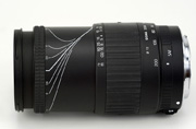 Sigma SAF 28-200mm F3.8-5.6 for Canon EF Side View at full zoom and focus extension